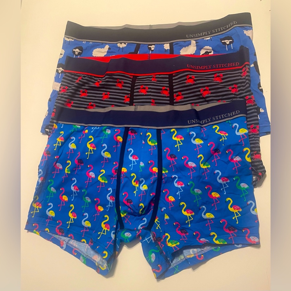 UNSIMPLY STITCHED 3-Pack Assorted Stretch Cotton Trunks  NWOT set